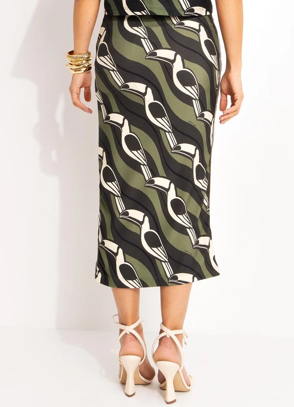 Farm - Saia Midi Tucano Gráfico Verde 2