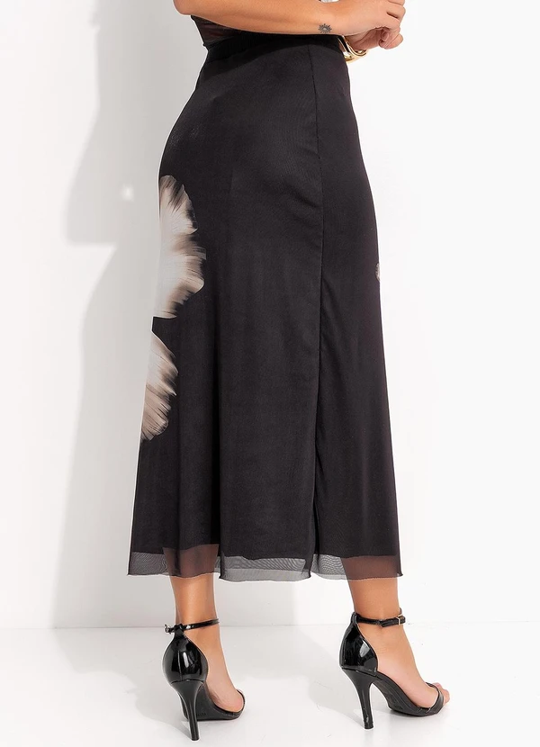 Farm - Saia Midi Tule Maya Preto 2