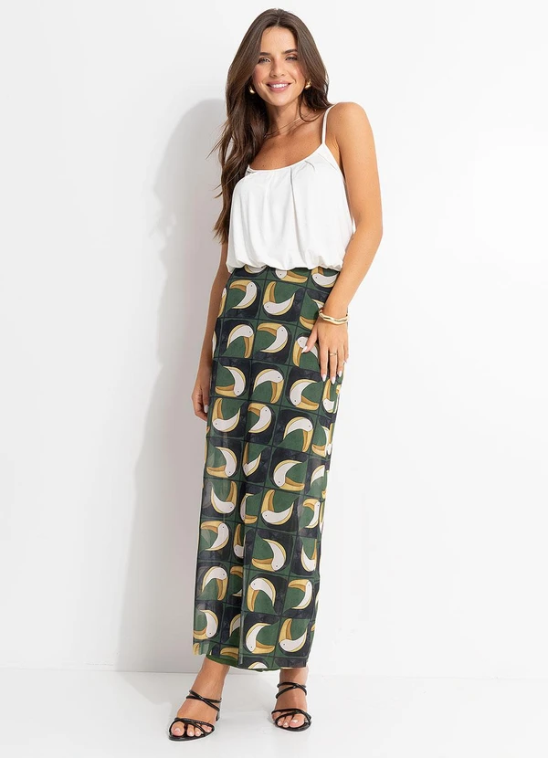Farm - Saia Midi Tule Tuca Tropical Mini Verde 5