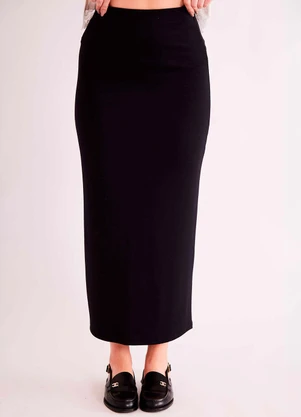 Sofie - Saia Midi Urban Frame em Malha Bodycon Preto - SOFIE