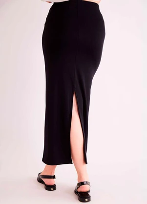 Sofie - Saia Midi Urban Frame em Malha Bodycon Preto - SOFIE