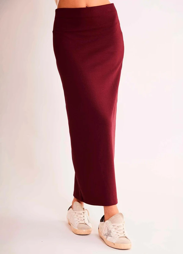 Sofie - Saia Midi Urban Frame em Malha Bodycon Roxo