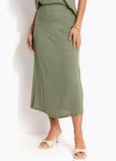 SAIA MIDI (VERDE OLIVA) EM VISCOSE PLANA