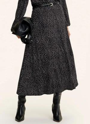 Endless - Saia Midi Visco Maquinetada Preto - ENDLESS