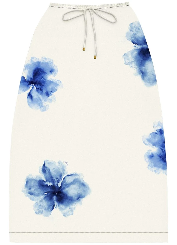 Angel - Saia Midi Viscose Estampada Branco