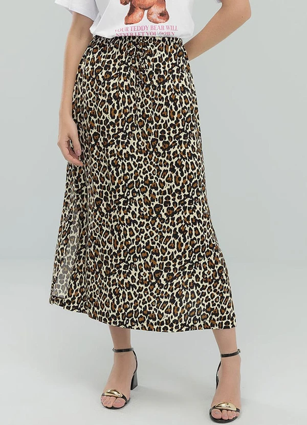 Angel - Saia Midi Viscose Estampada Preto