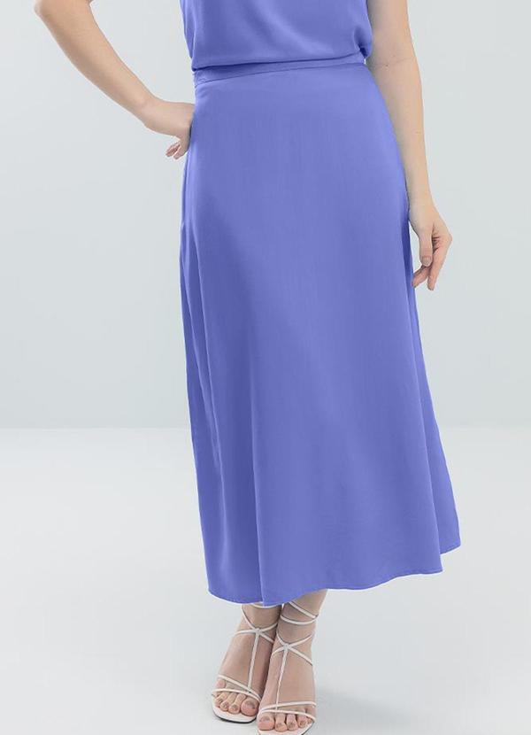 Angel - Saia Midi Viscose Lisa Azul