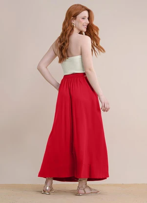 Angel - Saia Midi Viscose Lisa Vermelho - ANGEL