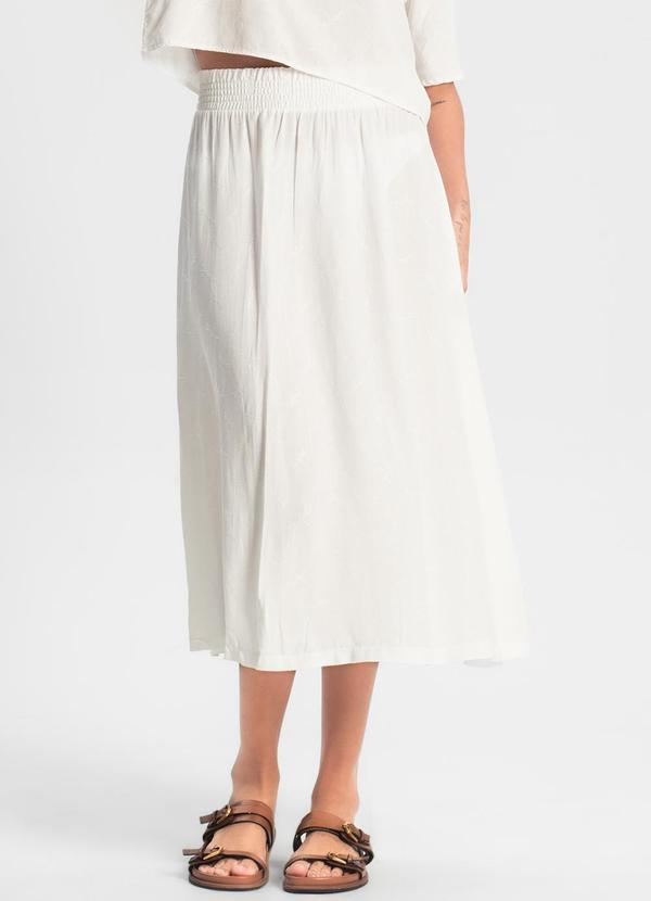 Rovitex - Saia Midi Viscose Maquinetada Bege