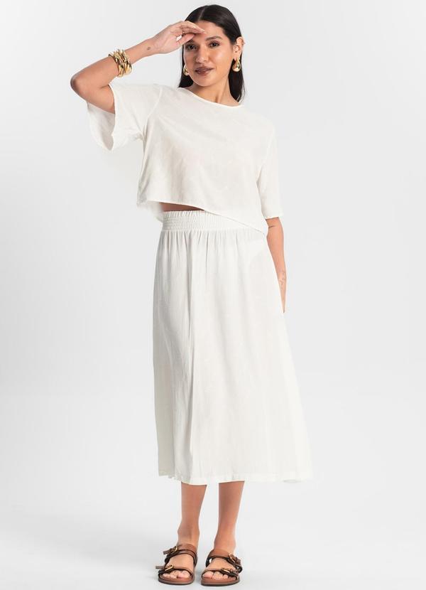 Rovitex - Saia Midi Viscose Maquinetada Bege 3