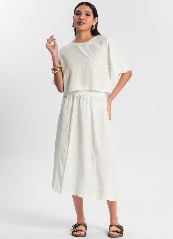 Rovitex - Saia Midi Viscose Maquinetada Bege 5