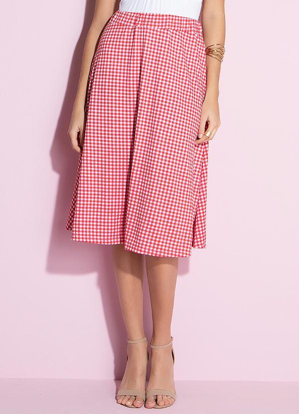 Quintess - Saia Midi Xadrez Cintura com Elástico