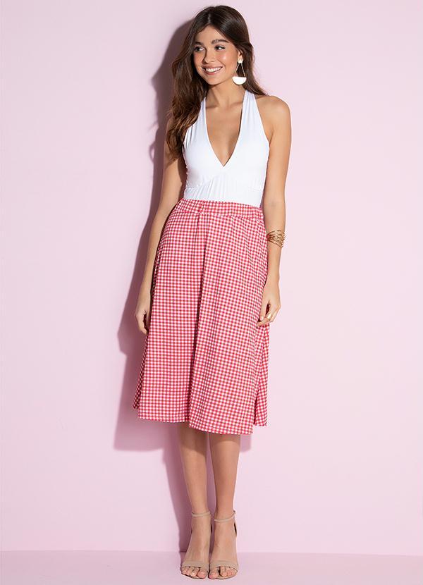 Quintess - Saia Midi Xadrez Cintura com Elástico 3