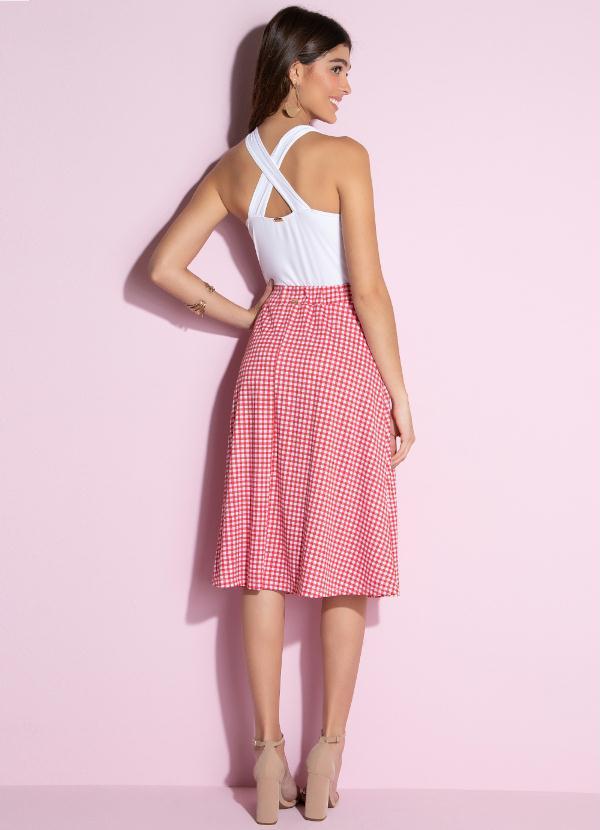 Quintess - Saia Midi Xadrez Cintura com Elástico 4