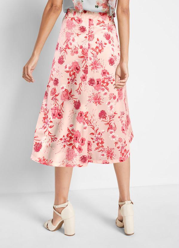 Outlet - Saia Mullet Cintura Alta Floral Rosa 2