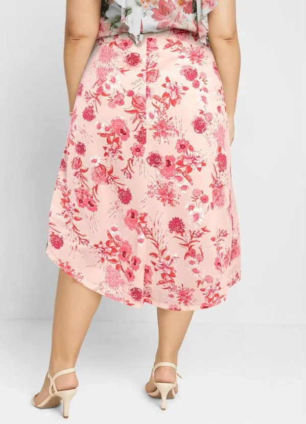 Queima Estoque - Saia Mullet Cintura Alta Floral Rosa 6