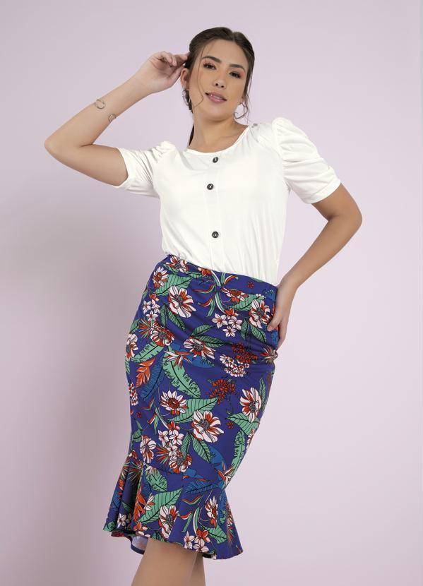 Outlet - Saia Mullet Floral Marinho 3