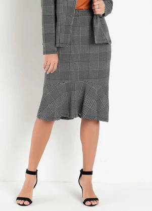 Rosalie - Saia Mullet Xadrez Preto - ROSALIE