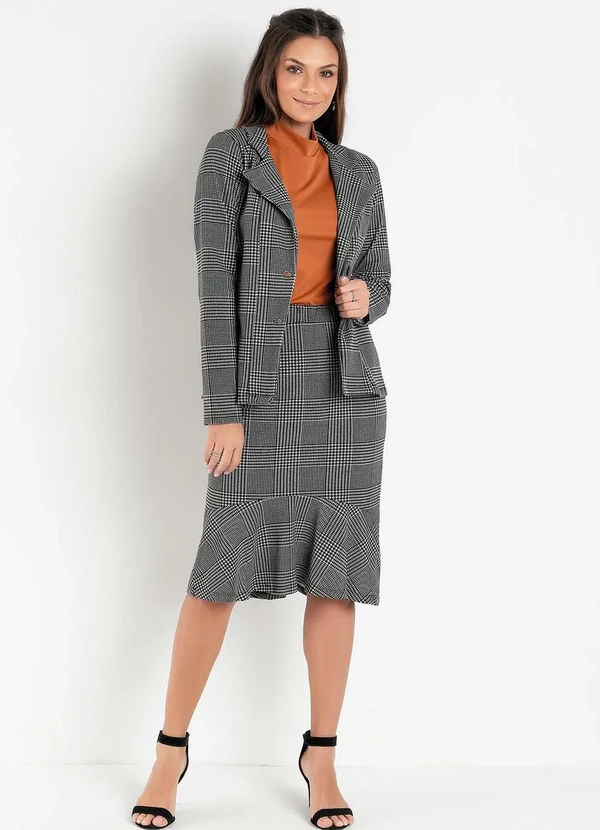 Rosalie - Saia Mullet Xadrez Preto 2