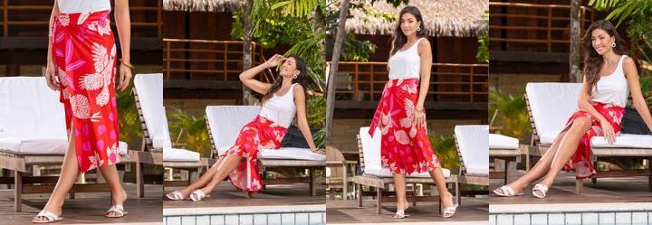 Saia Natureza Vermelha em Malha Fria