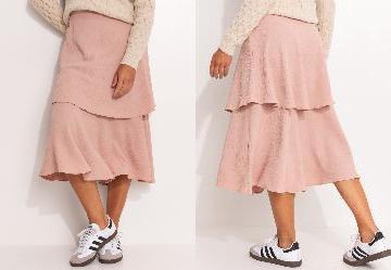 Saia Nude em Crepe Plano