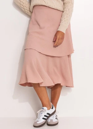 Quintess - Saia Nude em Crepe Plano - QUINTESS