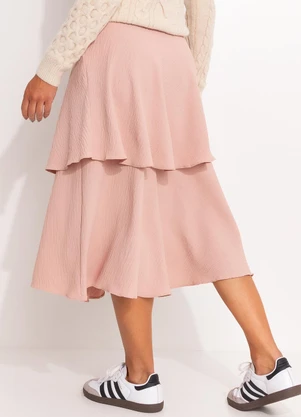 Quintess - Saia Nude em Crepe Plano - QUINTESS