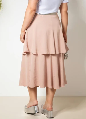 Quintess - Saia Nude em Crepe Plano - QUINTESS