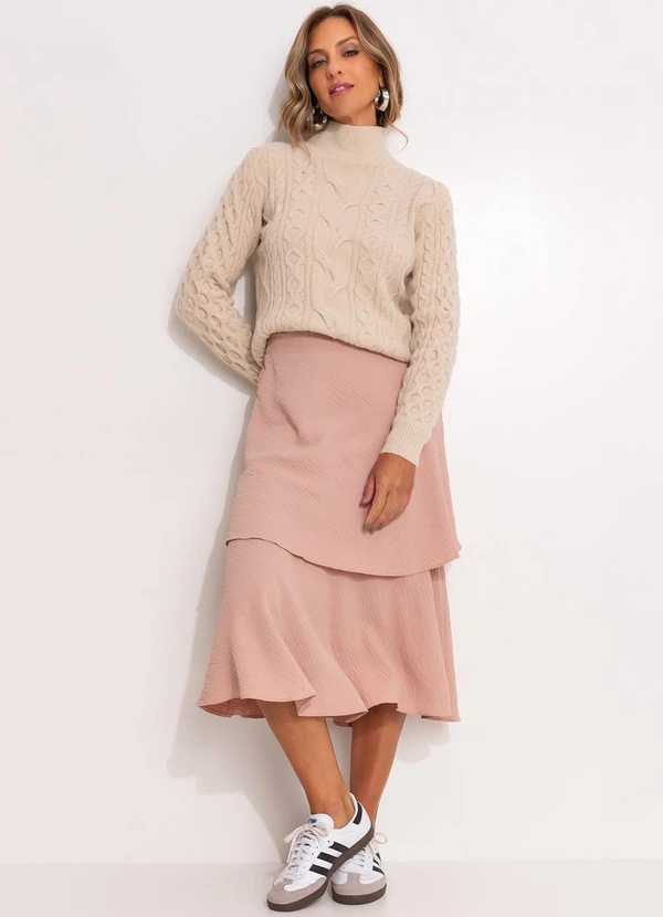 Quintess - Saia Nude em Crepe Plano 3