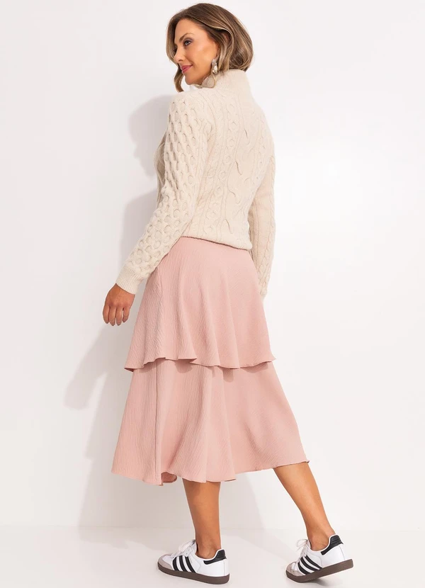 Quintess - Saia Nude em Crepe Plano 4