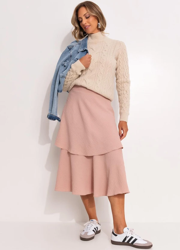 Quintess - Saia Nude em Crepe Plano 5