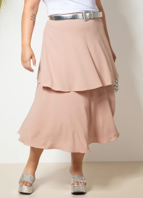 Quintess - Saia Nude em Crepe Plano 6