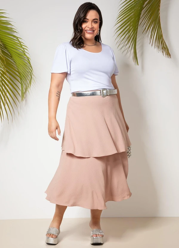 Quintess - Saia Nude em Crepe Plano 8