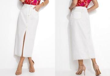 Saia Off White com Bolsos e Fenda