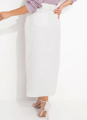 Quintess - Saia Off White com Bolsos e Fenda - QUINTESS