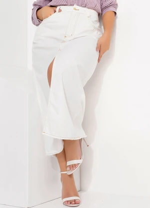 Quintess - Saia Off White com Bolsos e Fenda - QUINTESS