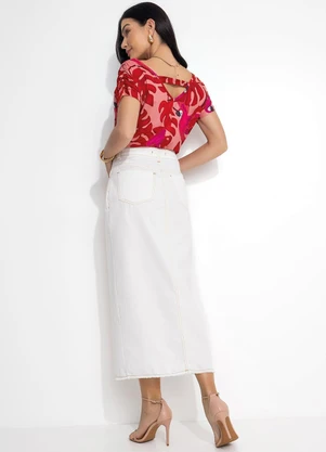 Quintess - Saia Off White com Bolsos e Fenda - QUINTESS