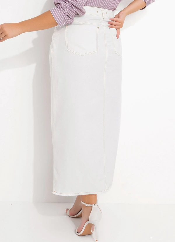 Quintess - Saia Off White com Bolsos e Fenda 8