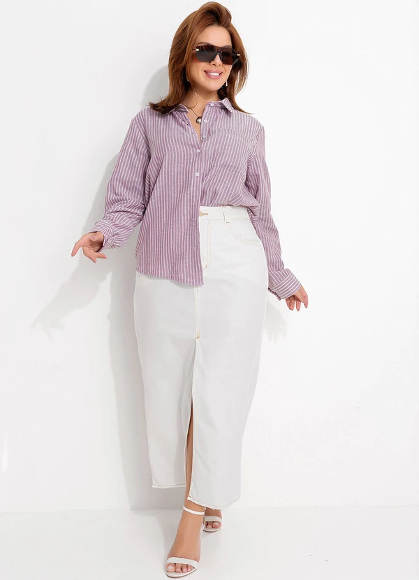 Quintess - Saia Off White com Bolsos e Fenda 9