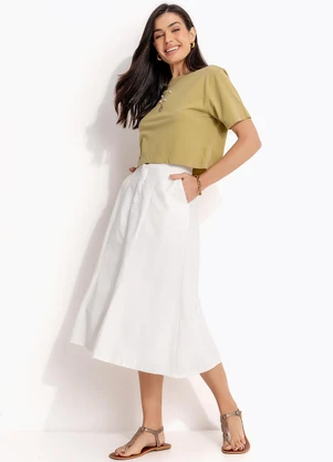 Quintess - Saia Off White em Jeans - QUINTESS