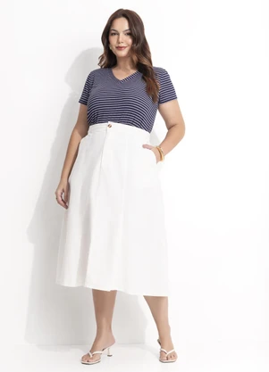 Quintess - Saia Off White em Jeans - QUINTESS