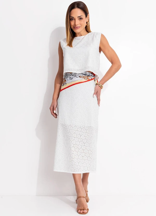 Quintess - Saia Off White em Tecido Laise 8