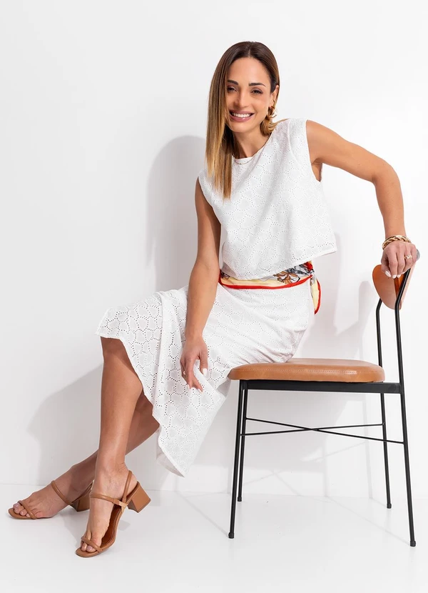 Quintess - Saia Off White em Tecido Laise 10
