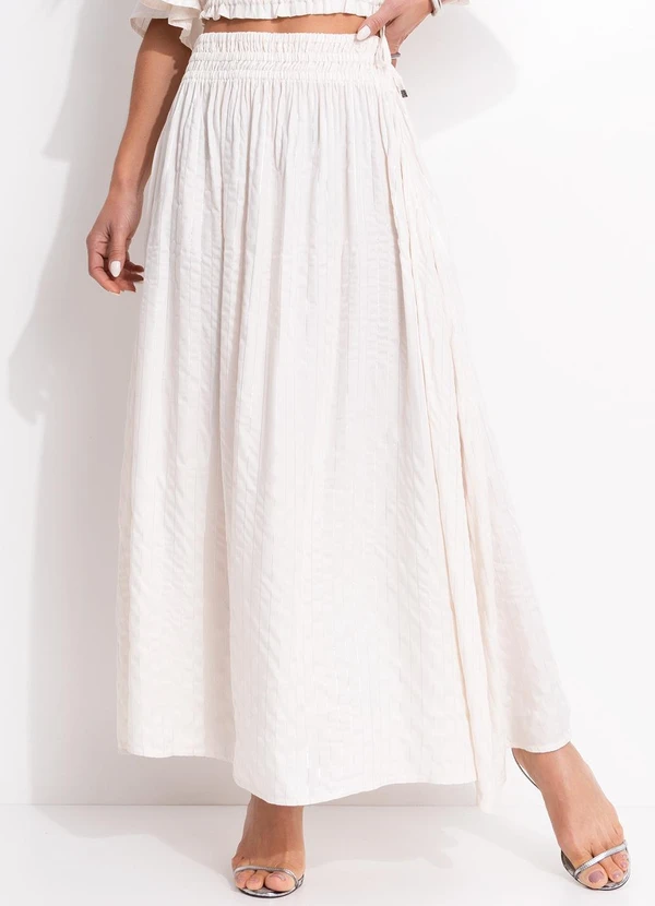 Quintess - Saia Off White em Viscose Plana 5