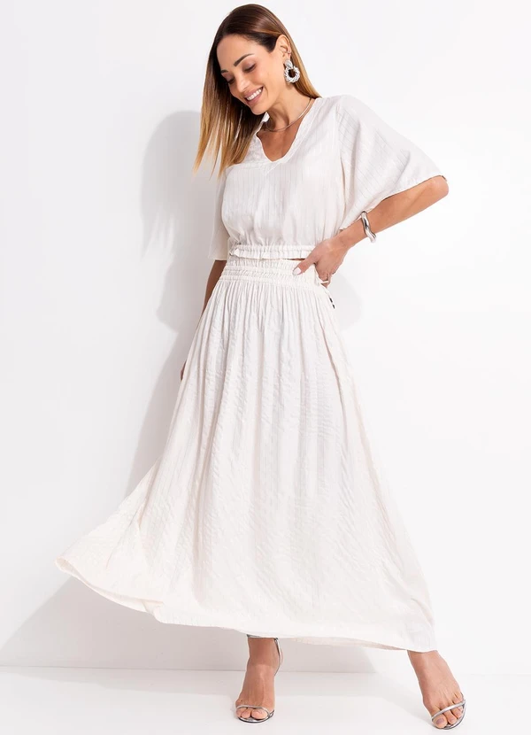 Quintess - Saia Off White em Viscose Plana 7