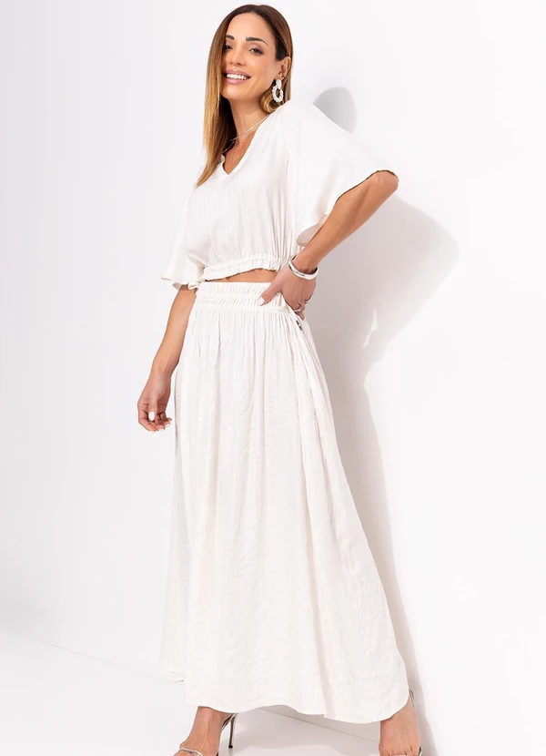 Quintess - Saia Off White em Viscose Plana 9