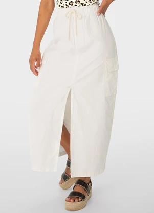 Malwee - Saia Off White Mídi Cargo em Sarja - MALWEE