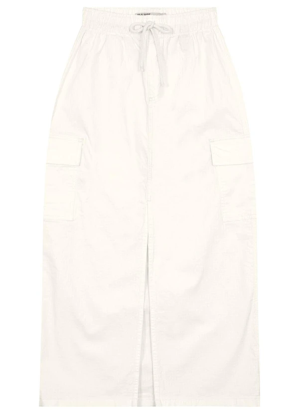 Malwee - Saia Off White Mídi Cargo em Sarja 3