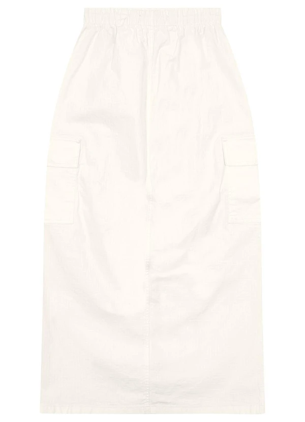 Malwee - Saia Off White Mídi Cargo em Sarja 4
