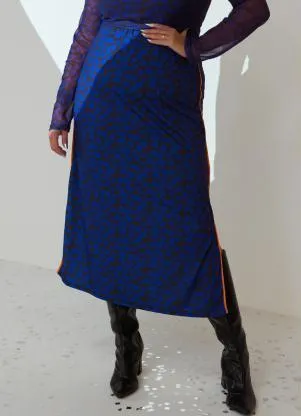 Quintess - Saia Onça Marinho Longuete com Fendas - QUINTESS